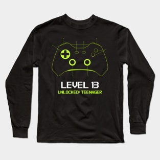 Teenager 13th Birthday design Level 13 Unlocked Long Sleeve T-Shirt